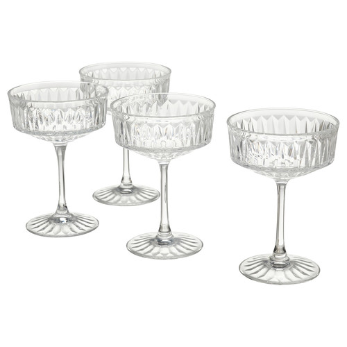 SÄLLSKAPLIG Glass, clear glass, patterned, 21 cl