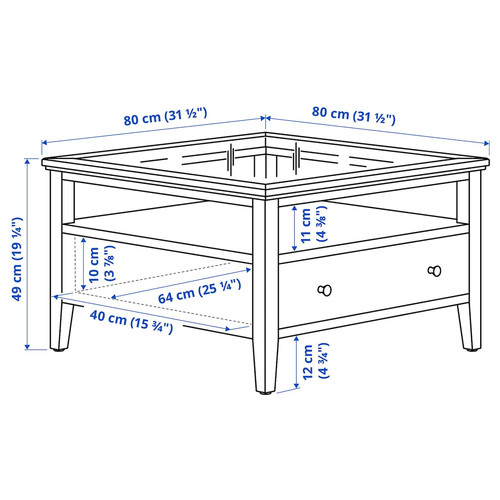 IDANÄS Coffee table, dark brown stained, 80x80 cm