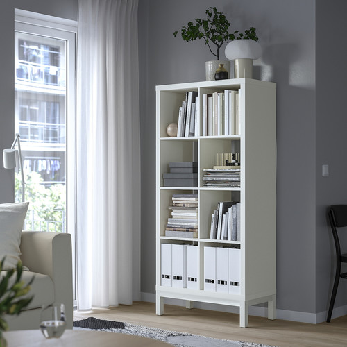 KALLAX Shelving unit with underframe, white/white, 77x164 cm