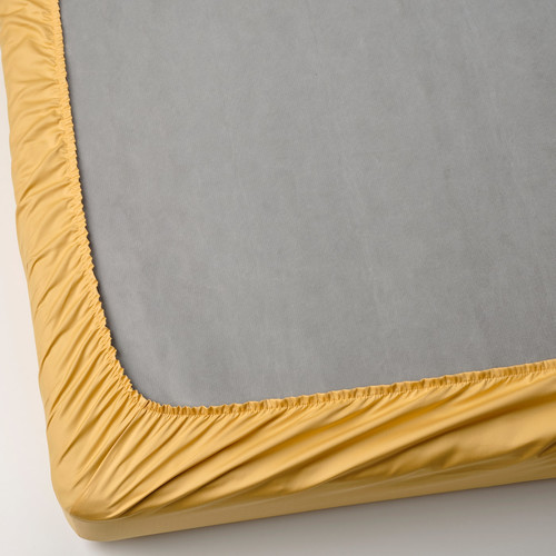 NATTJASMIN Fitted sheet, yellow, 180x200 cm