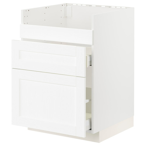 METOD / MAXIMERA Base cb f HAVSEN snk/3 frnts/2 drws, white Enköping/white wood effect, 60x60 cm