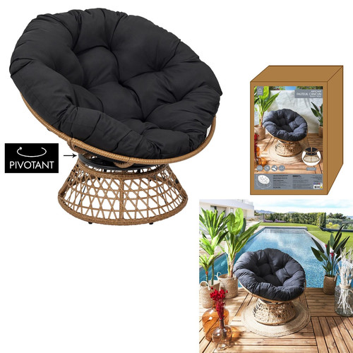 Outdoor Armchair Cancun, swivel, black, natural