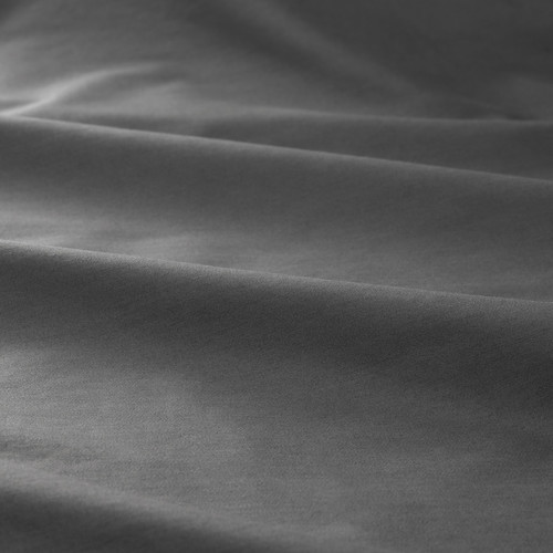 LUKTJASMIN Quilt cover and pillowcase, dark grey, 150x200/50x60 cm