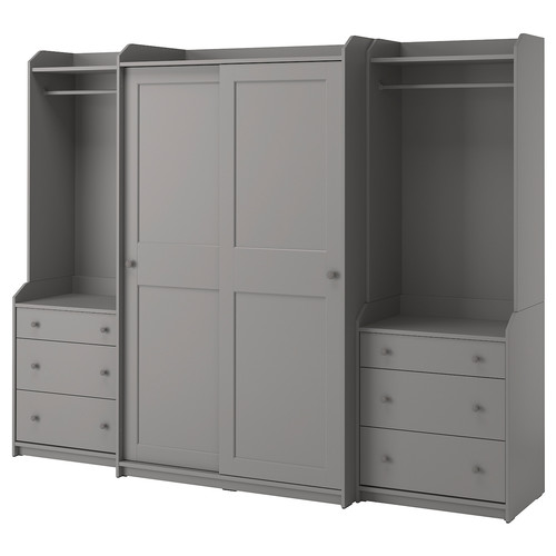 HAUGA Wardrobe combination, grey, 258x55x199 cm