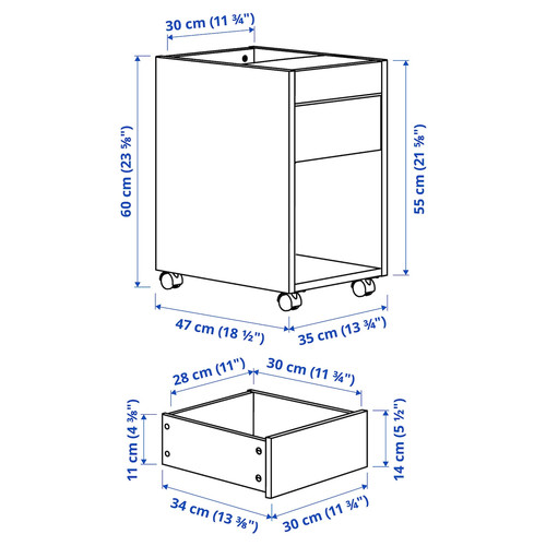 TONSTAD Drawer unit on castors, off-white, 35x60 cm