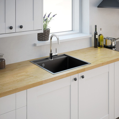 Granite Kitchen Sink Hirase 1 Bowl, black
