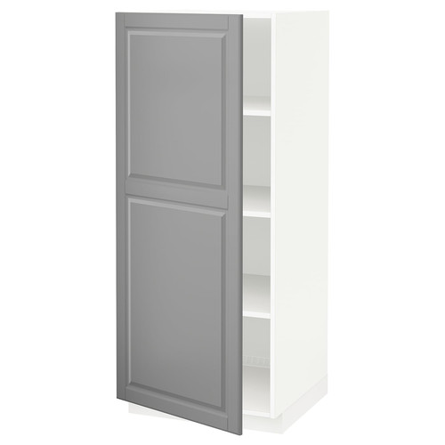 METOD High cabinet with shelves, white/Bodbyn grey, 60x60x140 cm