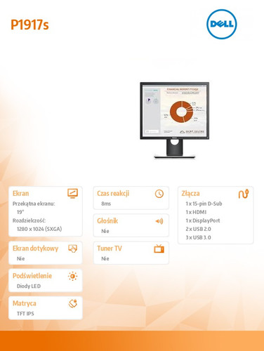 Dell 19" Monitor P1917S 19'' IPS LED SXGA 1280x1024