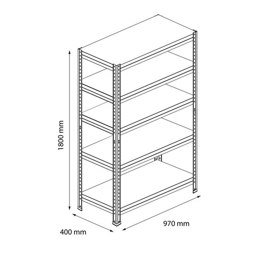 GoodHome Metal Shelving Unit Rand 180 x 97 x 40 cm 5 Shelves 250 kg