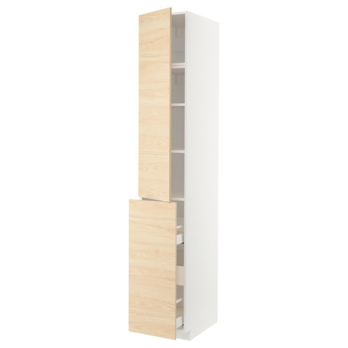 METOD / MAXIMERA Hc w p-o func 3drw/1dr/2shlv, white/Askersund light ash effect, 40x60x240 cm