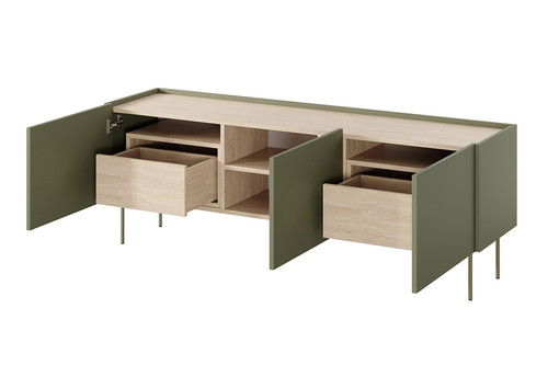 Three-Door TV Cabinet with Drawers Desin 170, olive/nagano oak