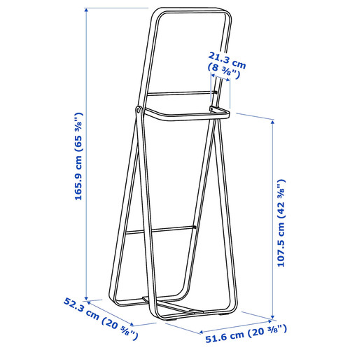 IKORNNES Standing mirror, ash, 52x167 cm