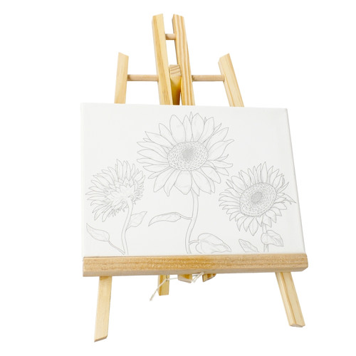 Starpak Line Printed Canvas with Easel Sunflowers 18x24 cm