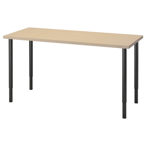 MÅLSKYTT / OLOV Desk, birch, black, 140x60 cm