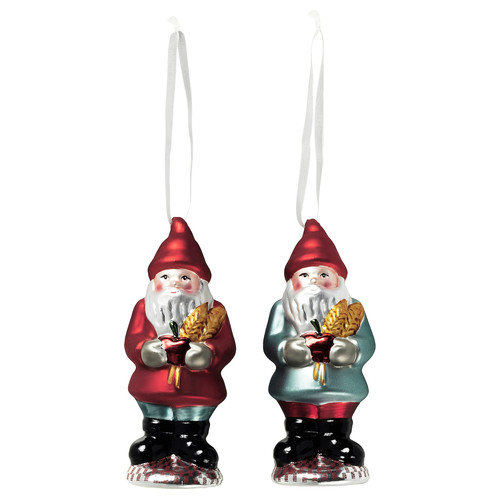 VINTERFINT Hanging decoration, set of 2, glass Santa Claus