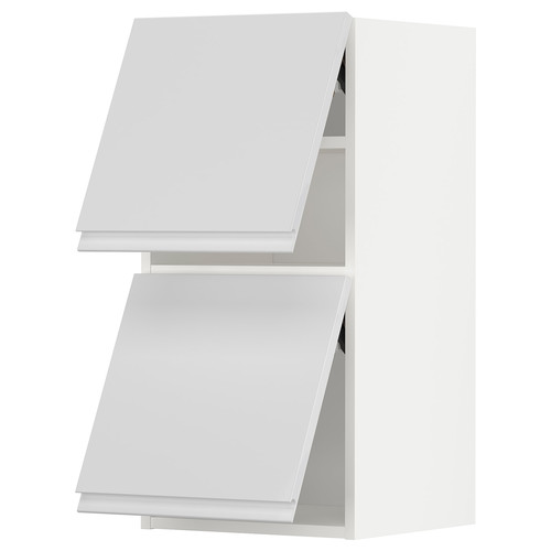 METOD Wall cab horizo 2 doors w push-open, white/Voxtorp high-gloss/white, 40x80 cm