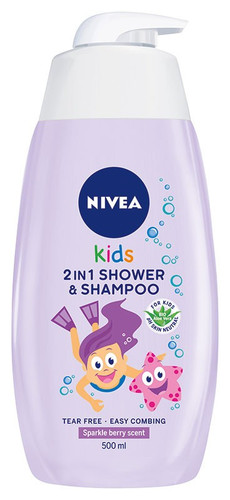 Nivea Kids 2in1 Shower & Shampoo Sparkle Berry 500ml