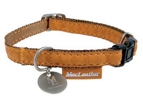Zolux Adjustable Dog Collar Mac Leather 15mm, yellow