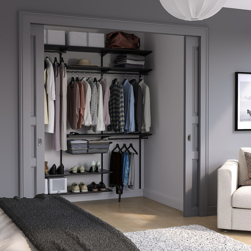 BOAXEL Wardrobe combination, anthracite, 187x40x201 cm