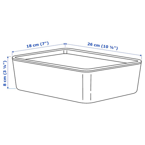 KUGGIS Box with lid, white, 18x26x8 cm