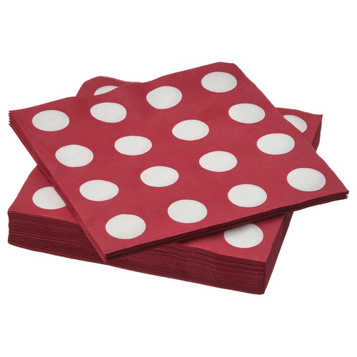 SLÖJSTJÄRT Paper napkin, red/white, 33x33 cm, 30 pack