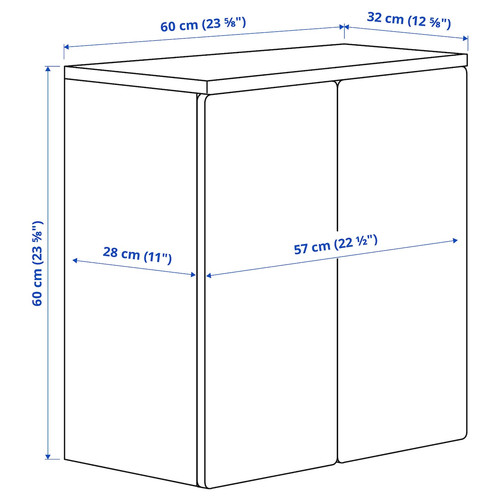 SMÅSTAD Wall cabinet, white lilac/with 1 shelf, 60x32x60 cm