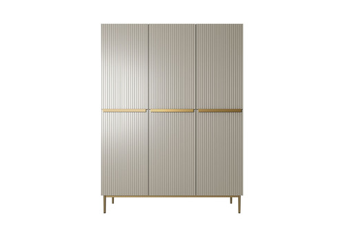 Wardrobe Nicole with Drawer Unit 150 cm, cashmere, gold handles and legs