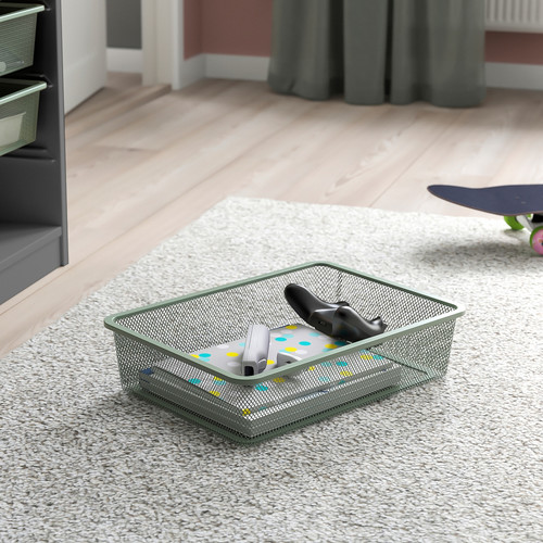 TROFAST Storage combination with boxes, grey/light green-grey, 99x44x56 cm