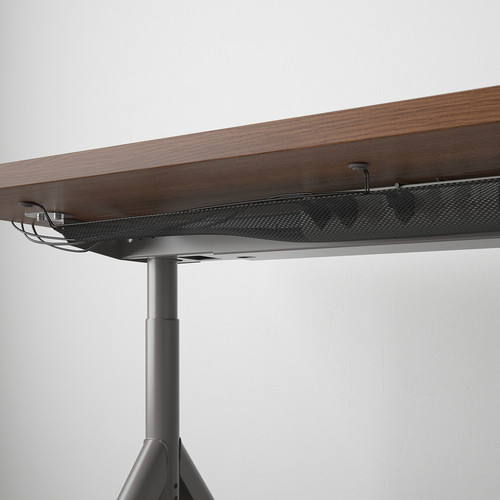 IDÅSEN Desk, brown, dark grey, 120x70 cm