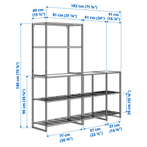 JOSTEIN Shelving unit, in/outdoor/white, 182x40x180 cm