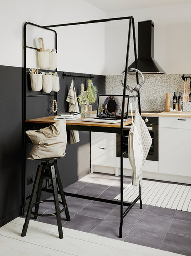 HÅVERUD Table with storage ladder, black