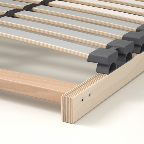 STJÄRNÖ Bed frame, anthracite/Lönset, 140x200 cm