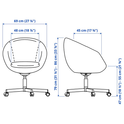 SKRUVSTA Swivel chair, Vissle grey