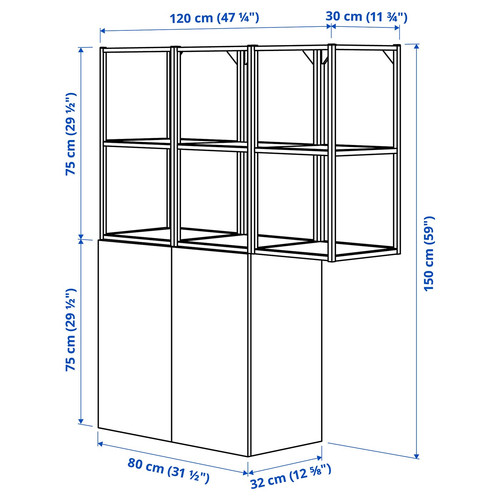 ENHET Storage combination, anthracite/white, 120x32x150 cm