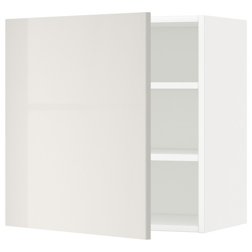 METOD Wall cabinet with shelves, white/Ringhult light grey, 60x60 cm