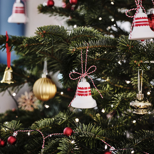 VINTERFINT Tree ornament, bell-shaped white/red