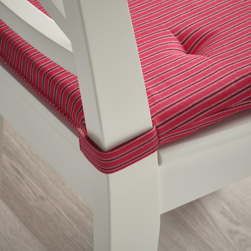 JUSTINA Chair pad, red grey/stripe pattern, 42/35x40x4 cm