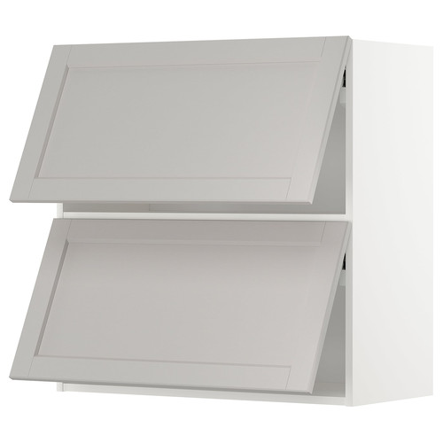 METOD Wall cab horizo 2 doors w push-open, white/Lerhyttan light grey, 80x80 cm