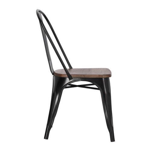 Metal Chair Paris Wood, black