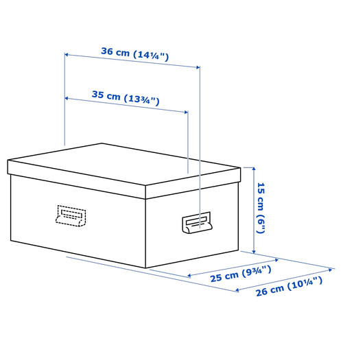 TJOG Storage box with lid, dark grey, 25x36x15 cm