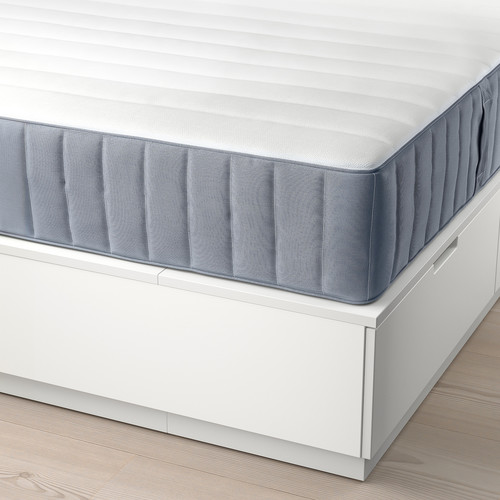 NORDLI Bed frame with storage and mattress, white/Valevåg firm, 160x200 cm