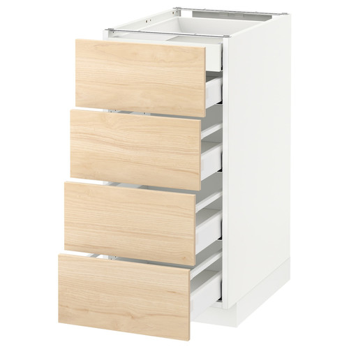 METOD / MAXIMERA Base cb 4 frnts/2 low/3 md drwrs, white, Askersund light ash effect, 40x60 cm