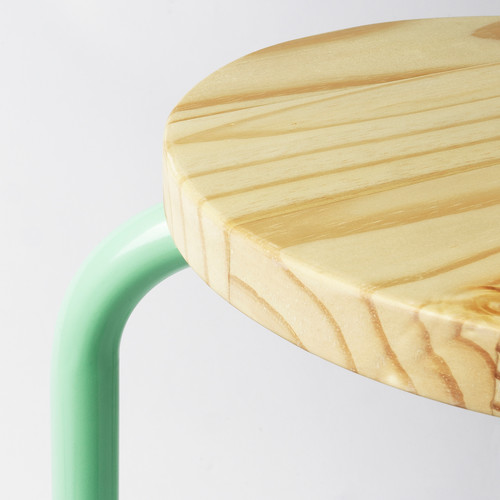 DOMSTEN Stool, light green/pine