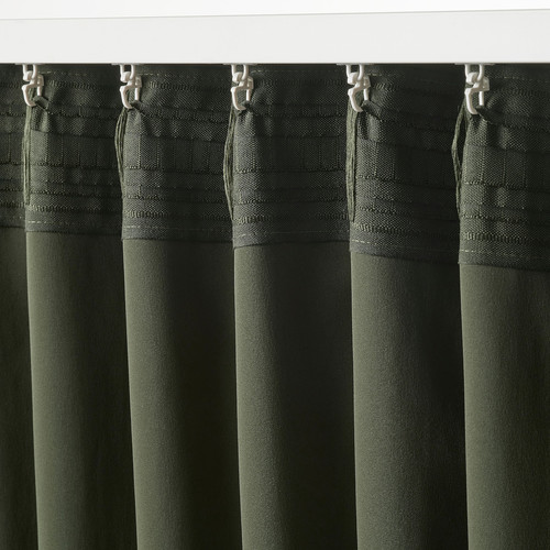 MAJGULL Block-out curtains, 1 pair, dark green, 145x300 cm