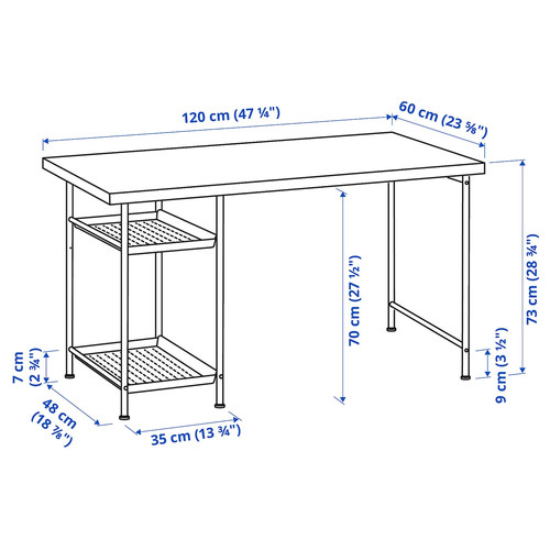 LAGKAPTEN / SPÄND Desk, black-brown/white, 120x60 cm