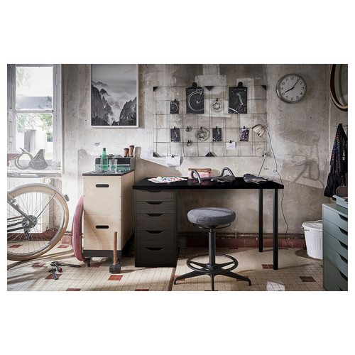 LAGKAPTEN / ALEX Desk, black-brown/black, 120x60 cm