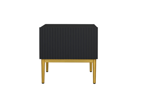 Nightstand Bedside Table Nicole Set of 2, gold legs, matt black