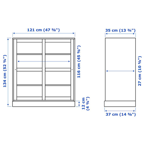 HAVSTA Glass-door cabinet with plinth, white clear glass, 121x37x134 cm