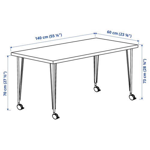 LAGKAPTEN / KRILLE Desk, white anthracite/white, 140x60 cm