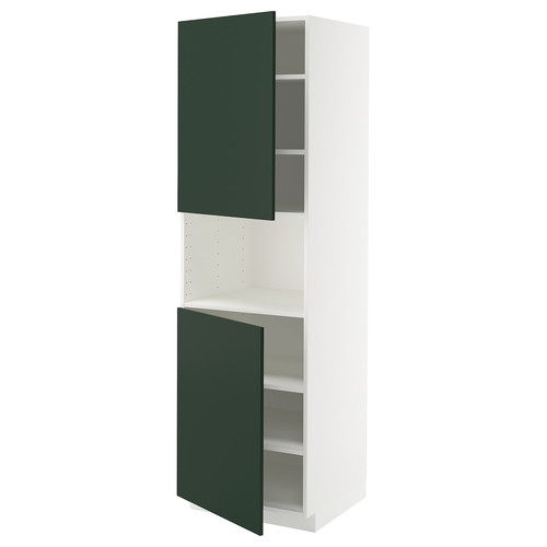 METOD High cab f micro w 2 doors/shelves, white/Havstorp deep green, 60x60x200 cm